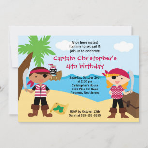 Pirate Ahoy Mates Birthday Party Invitation Boy