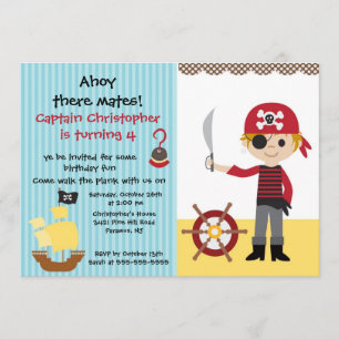 Pirate Ahoy Mates Birthday Party Invitation Boy