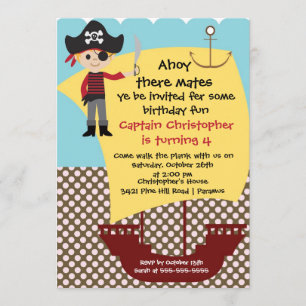 Pirate Ahoy Mates Birthday Party Invitation Boy