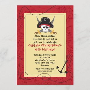 Pirate Ahoy Mates Boy Birthday Party Invitation
