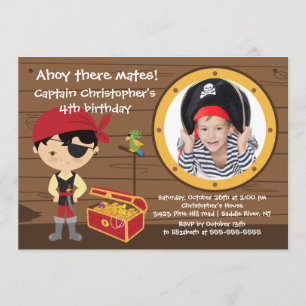 Pirate Ahoy Mates Boy Photo Birthday Party Invitation