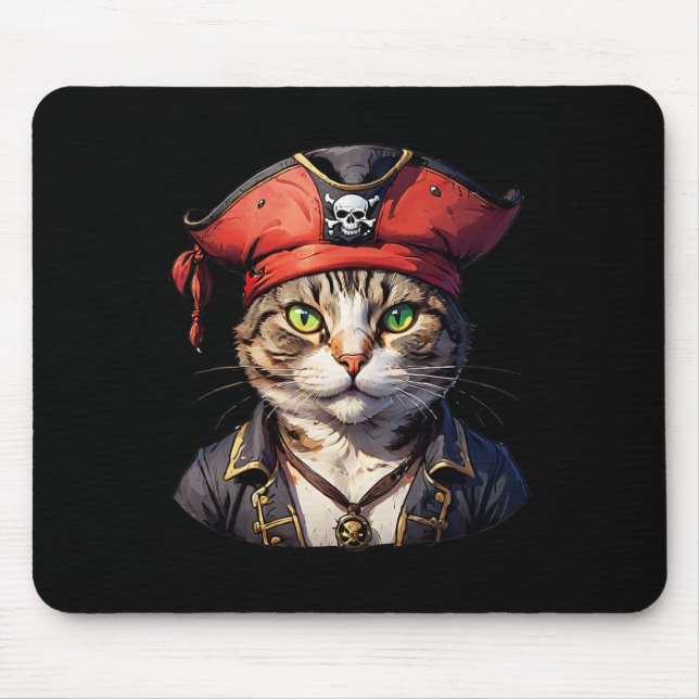 Pirate And Cat The Feline Buccaneer  Mouse Mat (Front)
