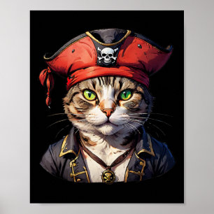 Pirate And Cat The Feline Buccaneer  Poster