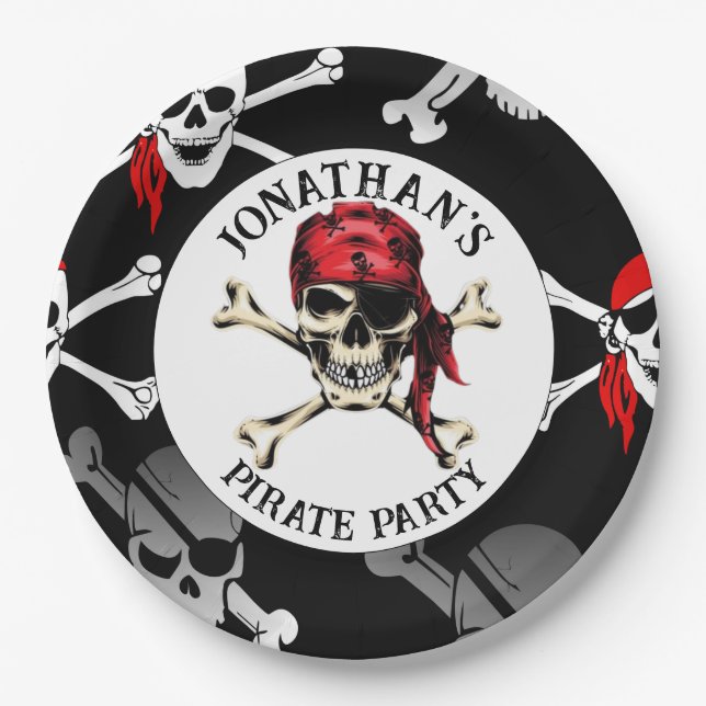 PIRATE AND CROSS BONES Paper Plate (Front)