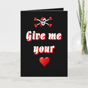 Pirate and hearts holiday card