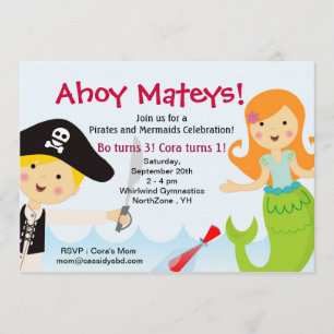 Pirate and Mermaid Birthday Party invitation