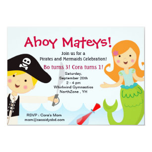 Mermaid And Pirate Invitations Announcements Zazzle Uk