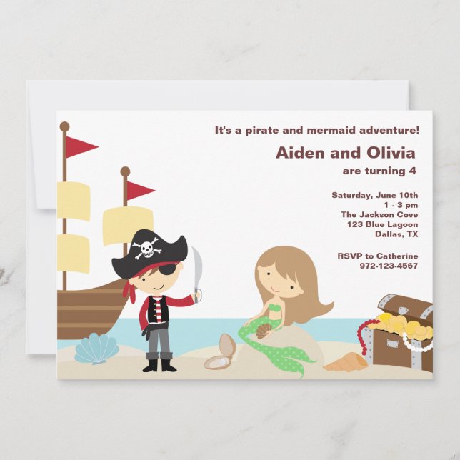 PIrate and Mermaid Invitations (Front)