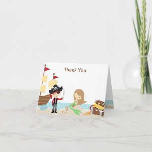 Pirate and Mermaid Thank You Note Cards