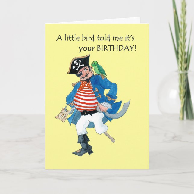 Pirate and Parrot Birthday Card (Front)