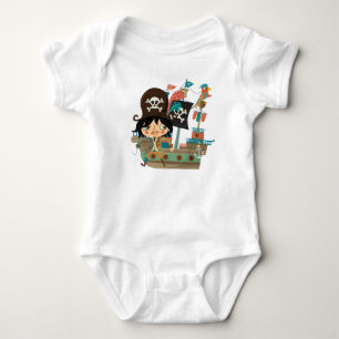 Pirate and Pirate Ship Baby Bodysuit