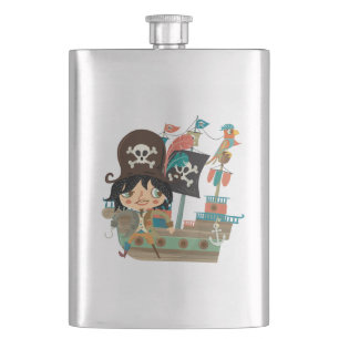 Pirate and Pirate Ship Hip Flask