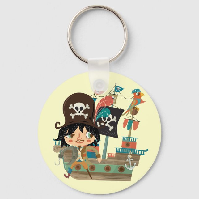 Pirate and Pirate Ship Key Ring (Front)