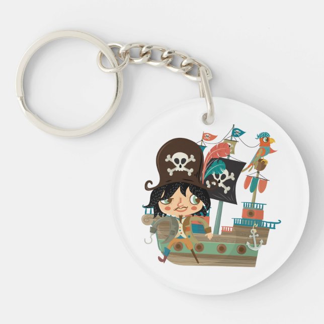 Pirate and Pirate Ship Key Ring (Front)