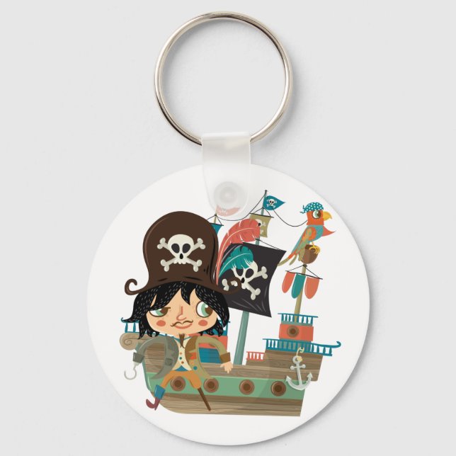 Pirate and Pirate Ship Key Ring (Front)