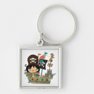 Pirate and Pirate Ship Key Ring