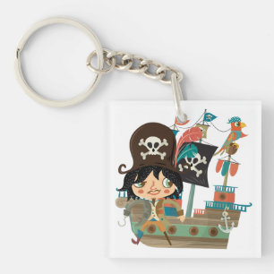 Pirate and Pirate Ship Key Ring