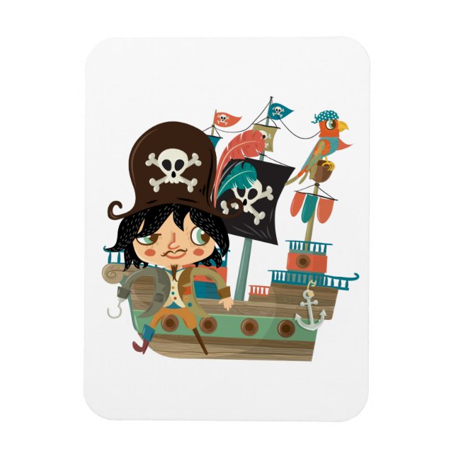 Pirate and Pirate Ship Magnet (Vertical)