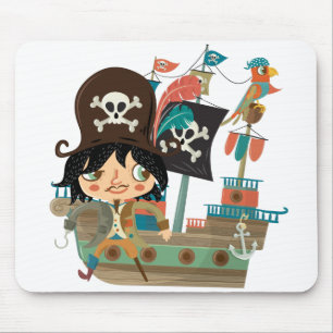 Pirate and Pirate Ship Mouse Mat