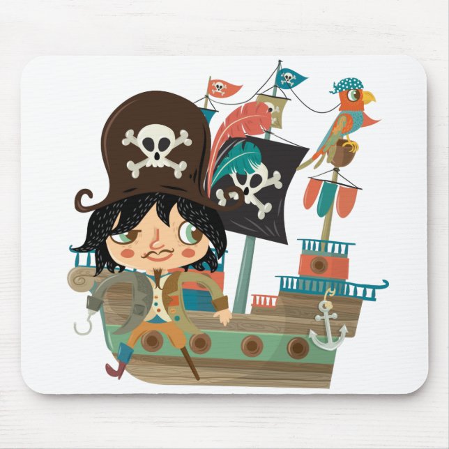 Pirate and Pirate Ship Mouse Mat (Front)
