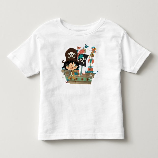 Pirate and Pirate Ship Toddler T-Shirt (Front)