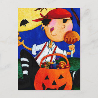 pirate and pumpkin postcard