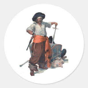 Pirate And Treasure Classic Round Sticker