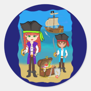 Pirate and Treasure Envelope Seal Sticker