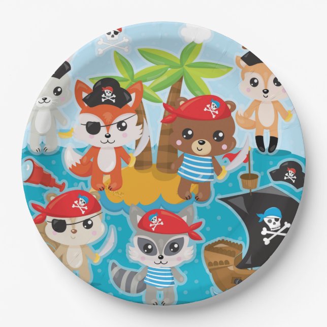 Pirate Animal Crew  Paper Plate (Front)