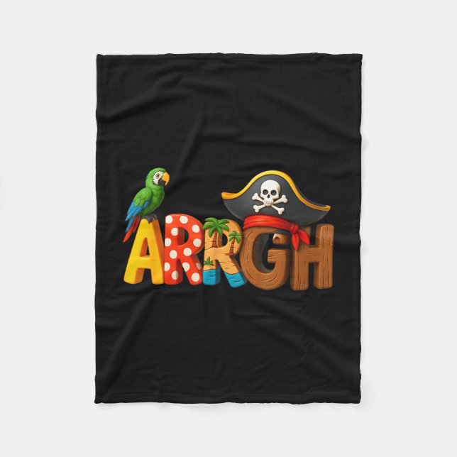 Pirate arrgh parrot skull hat adventure style fleece blanket (Front)
