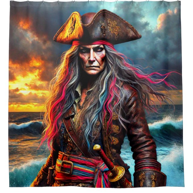 Pirate Art Shower Curtain (Front)