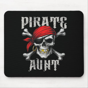 Pirate Aunt Jolly Roger Flag And Skull Crossbones Mouse Mat