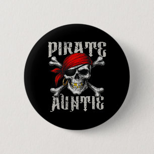 Pirate Auntie Jolly Roger Flag And Skull Crossbone 6 Cm Round Badge