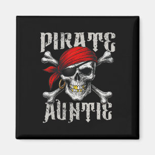 Pirate Auntie Jolly Roger Flag And Skull Crossbone Magnet