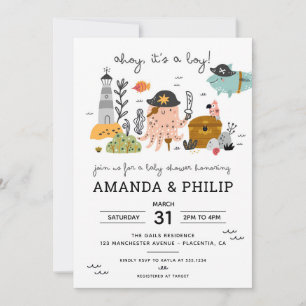 Pirate Baby Shower Ahoy It's a boy Invitation