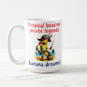 Pirate Banana Adventure Vibe on Tropical Beach Coffee Mug