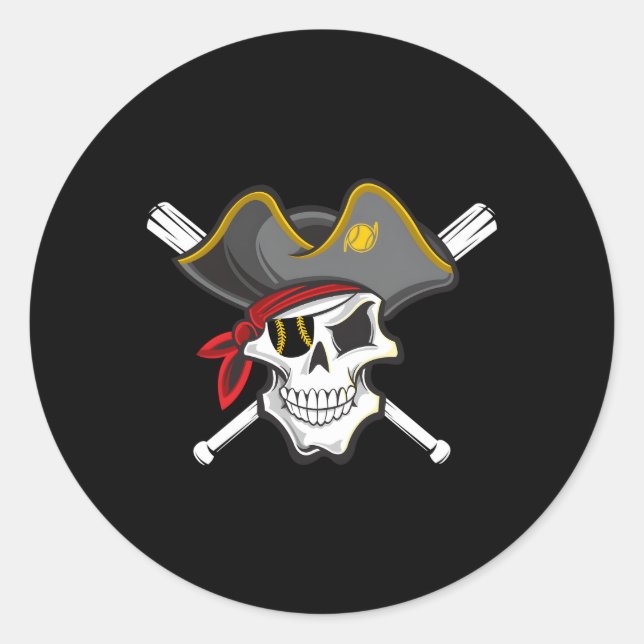 Pirate Baseball Skull Fans Of Pittsburgh Classic Round Sticker (Front)