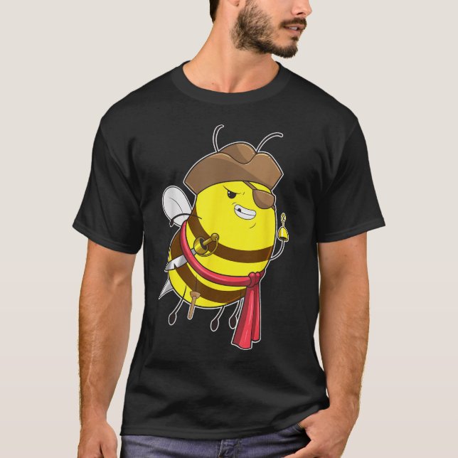 Pirate Bee Halloween Pirate Costume Jolly Roger  T-Shirt (Front)