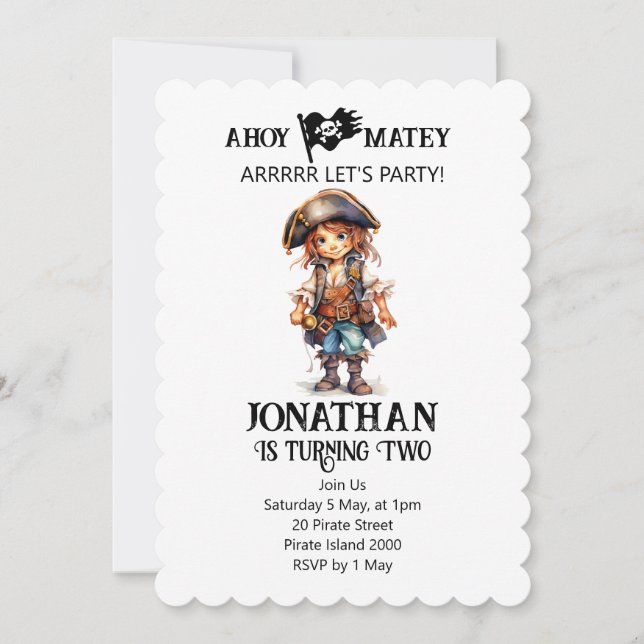 Pirate Birthday Boy theme Invitation (Front)