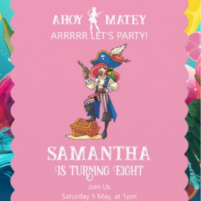 Pirate Birthday Girl Invitation (Party Pirates  Is The Destination For Every Celebration And Every Moment.)