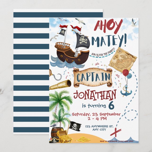 Pirate Birthday Invitation (Front/Back)