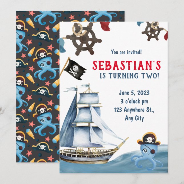 Pirate Birthday Invitation (Front/Back)