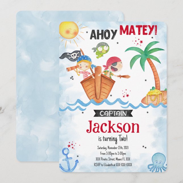 Pirate Birthday Invitation (Front/Back)