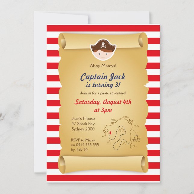 Pirate Birthday Invitation - Vertical (Front)