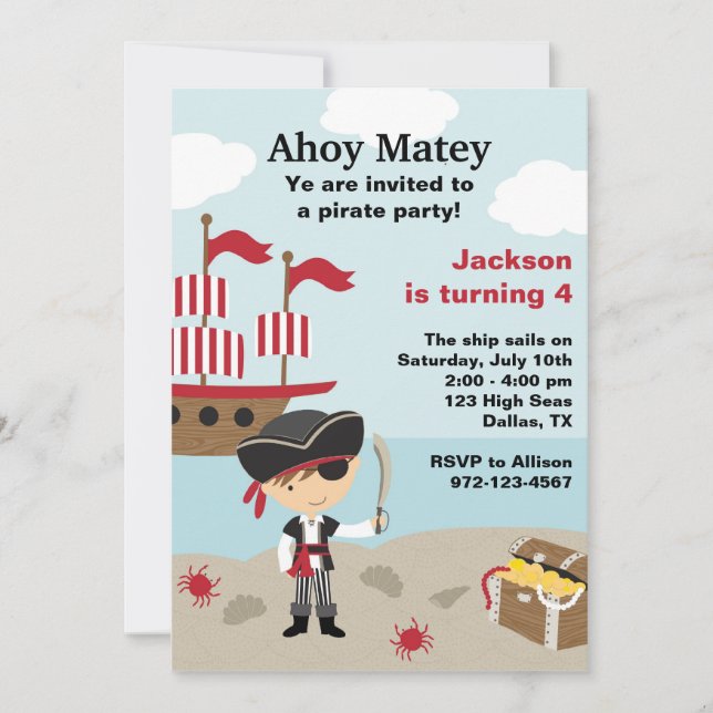 Pirate BIrthday Invitations (Front)