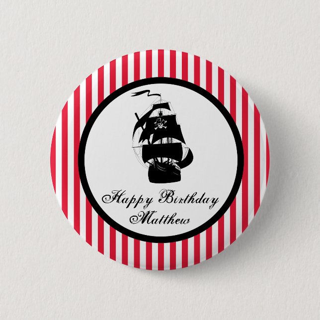 Pirate Birthday Party Button (Front)
