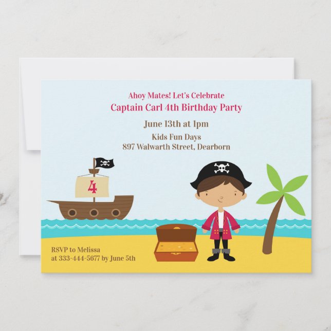 Pirate Birthday Party Captain Invitation (Front)