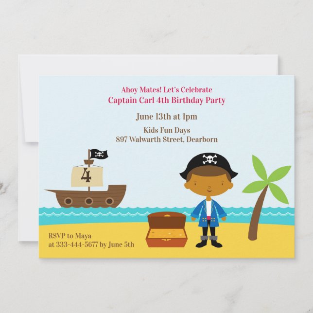 Pirate Birthday Party Captain Invitation (Front)