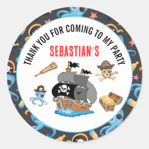 pirate birthday party classic round sticker