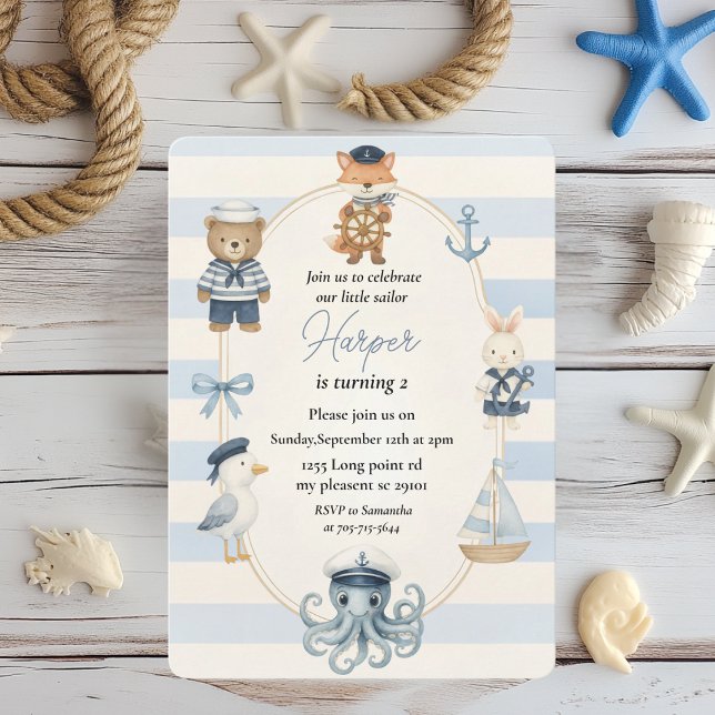 Pirate Birthday Party | Cute Ahoy Captain Invitation (Creator Uploaded)